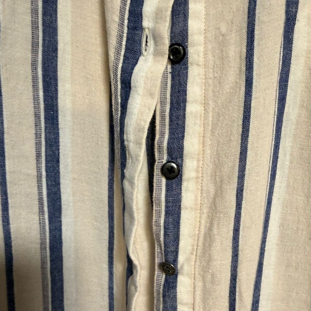 Free People Striped Button-Front Tunic Dress in Cream and Blue - Picture 10 of 11